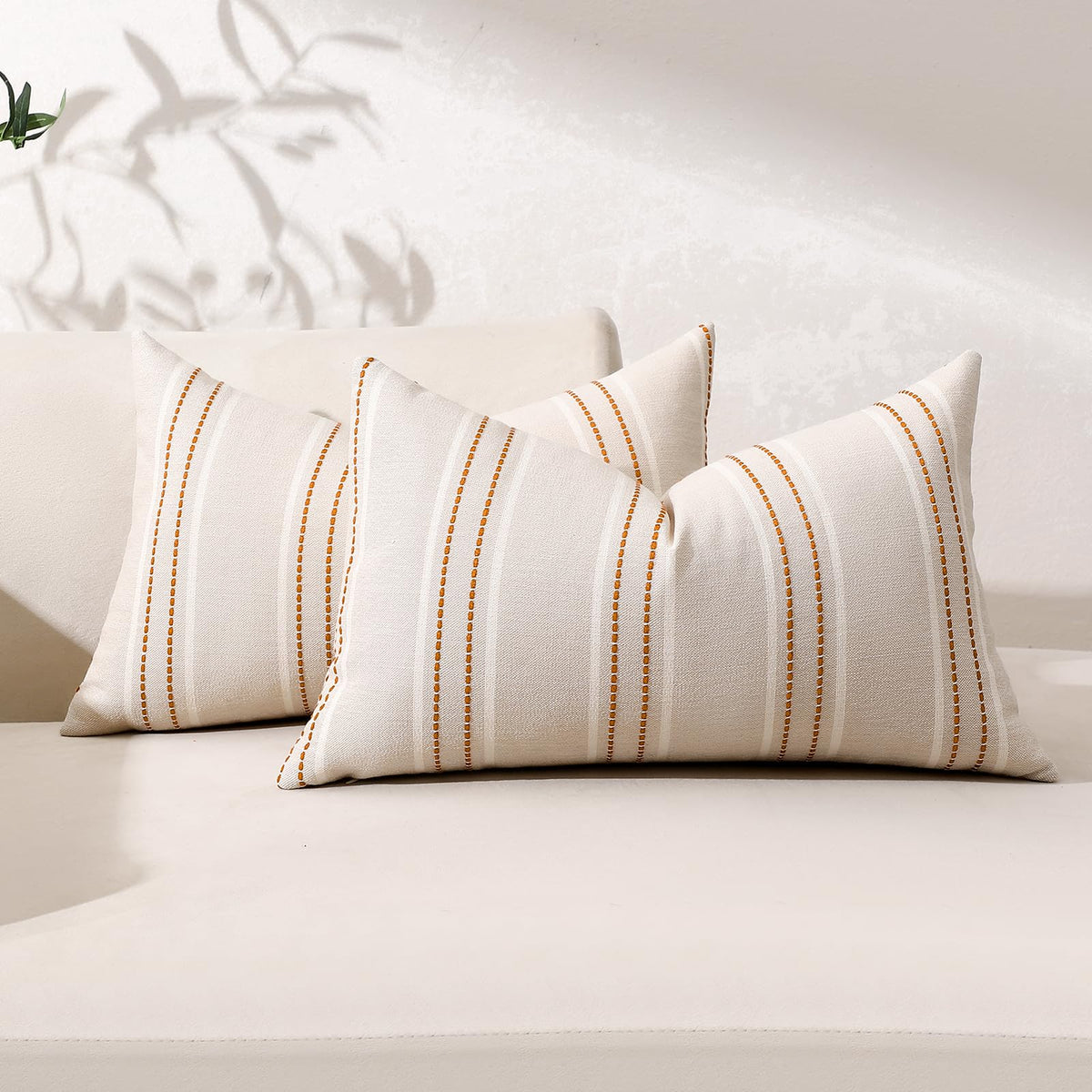 Hckot Sage Green Throw Pillow Covers 20x20 Set of 2 Striped Pillow Covers
