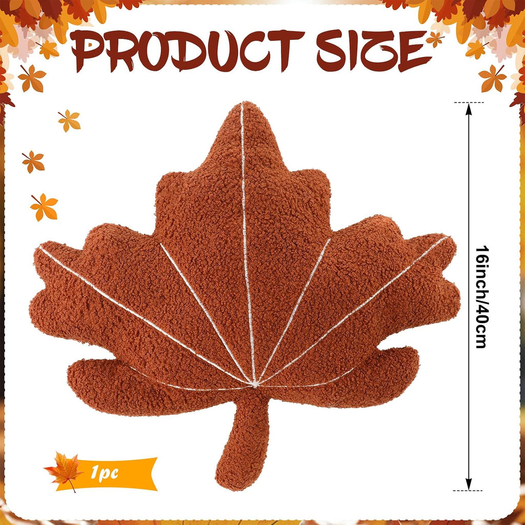 Geelin Leaf Shaped 3D Throw Pillows Plush Maple Leaf Pillow for Decorative