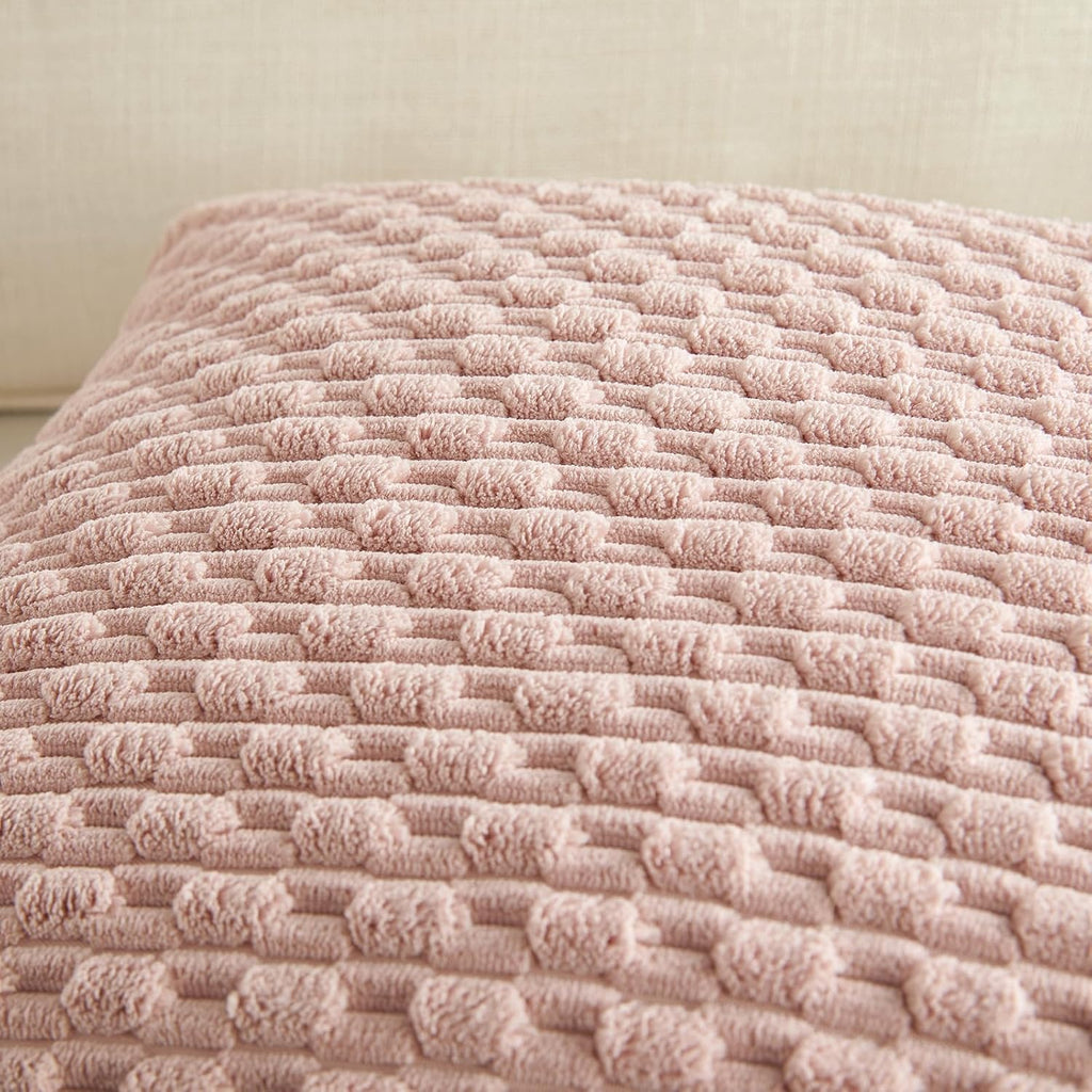 Fancy Homi 2 Packs Blush Pink Decorative Throw Pillow Covers 18x18 Inch for Couch Bed Sofa, Modern Farmhouse Boho Home Decor, Soft Cute Plush Corduroy Cushion Case 45x45 cm