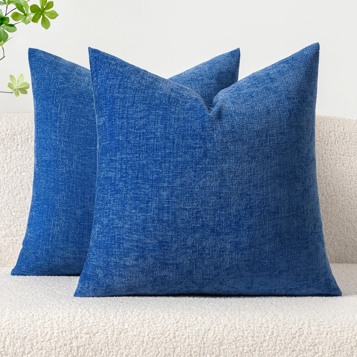 MIULEE Soft Chenille Throw Pillow Covers Green 18x18 Inch Pack of 2