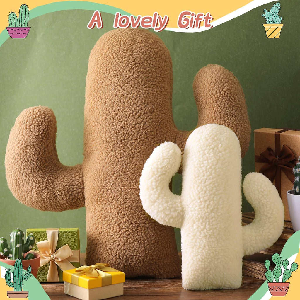 Beeveer 2 Pcs Cactus Pillows Decorative 3D Shaped Pillow Cactus Hugging Gift Soft for Office Nap Seat Decor for Home Sofa Bed Office