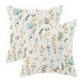 AEIOAE Spring Pillow Covers 18x18 Inch Set of 2,Blue Teal Wild Flower Plant Throw Pillows Case,Seasonal Floral Outdoor Decorative Square Linen Farmhouse Decor Cushion Covers for Home Sofa Bed Couch