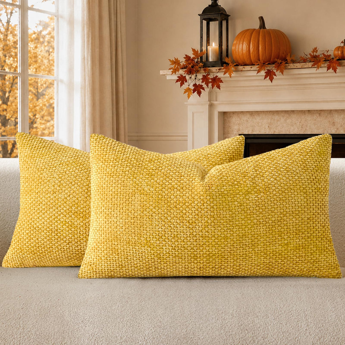 a moment Grey-Beige Chenille Throw Pillow Covers 16x16 Inch Pack of 2 Modern Decorative Throw Pillow Cases Farmhouse Cross Throw Pillowcases Home Decor for Sofa Bedroom Living Room