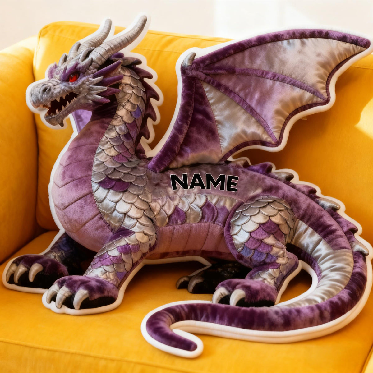 Personalized Dinosaur Shaped Pillow, Custom Name Plush Stuffed Pillows, Suitable for Beds, Sofas, Bedrooms, Living Rooms Custom Decorative Cushion Gifts for Birthday and Anniversary