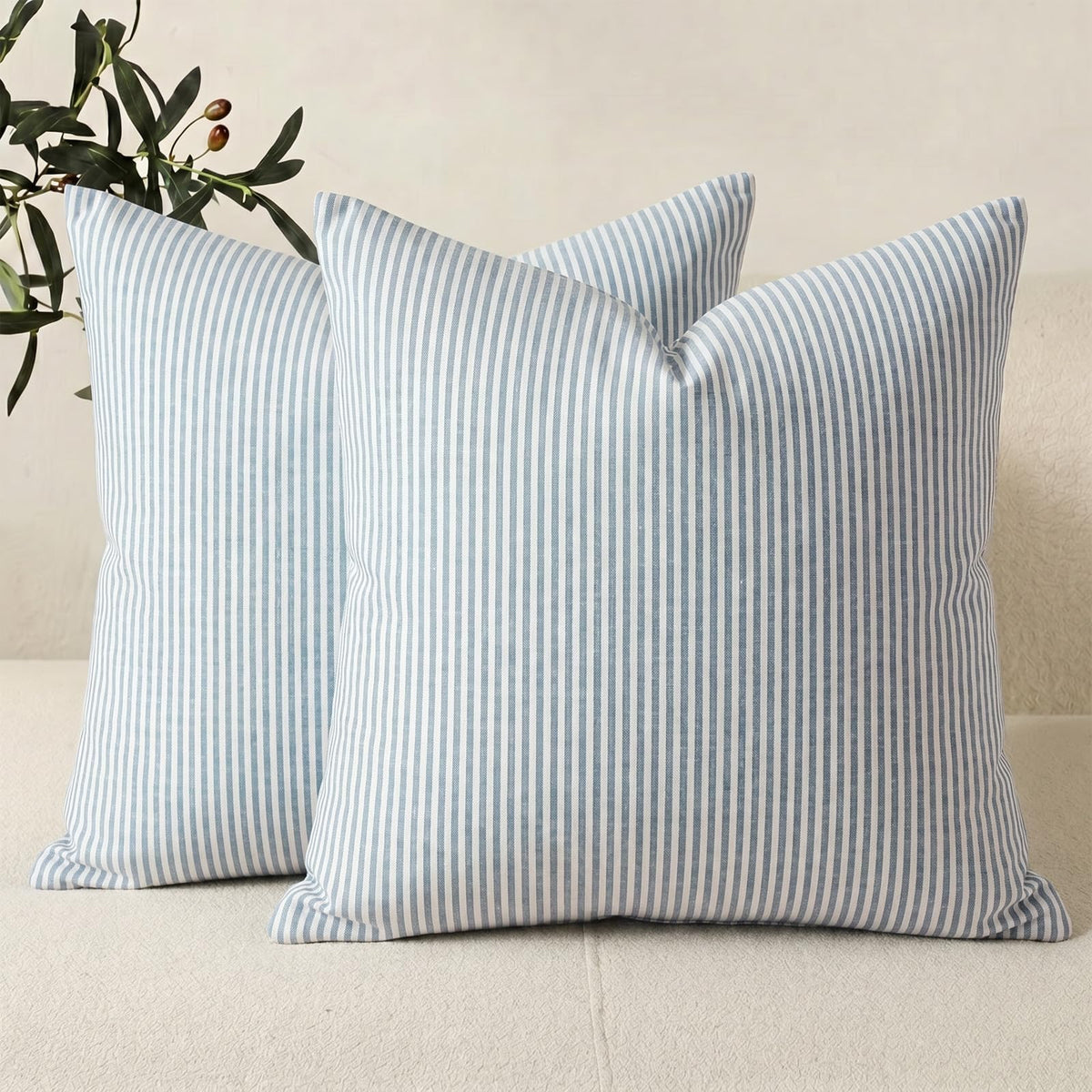 Farmhouse Brown Gingham Checkered Plaid Throw Pillow Covers 20x20 Set of 2