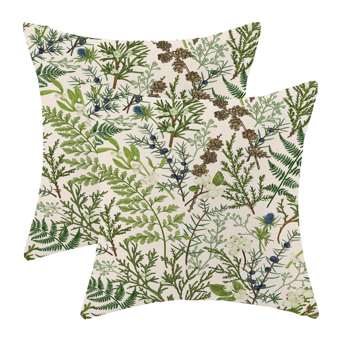 AEIOAE Spring Pillow Covers 18x18 Inch Set of 2,Blue Teal Wild Flower Plant Throw Pillows Case,Seasonal Floral Outdoor Decorative Square Linen Farmhouse Decor Cushion Covers for Home Sofa Bed Couch
