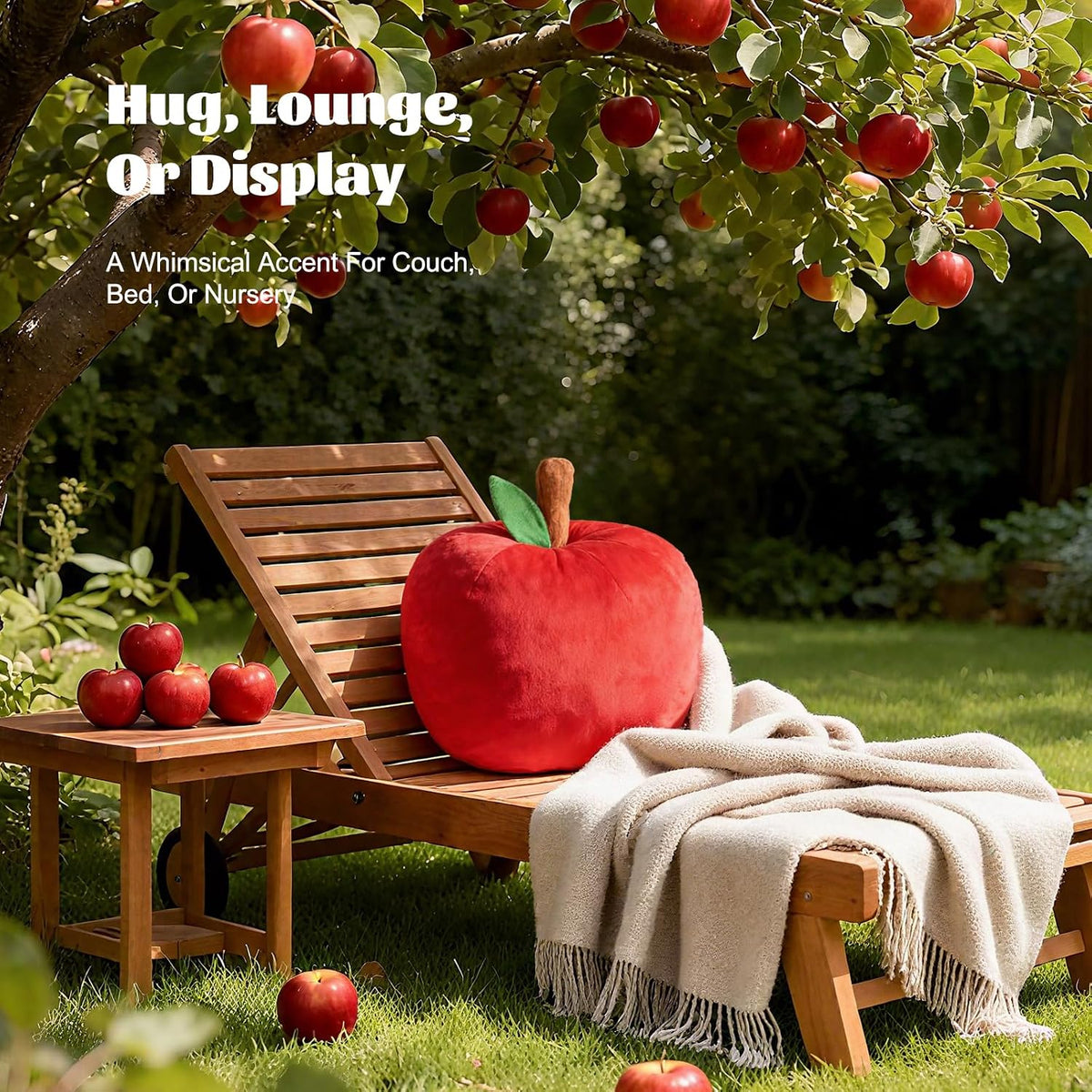 LANPU Cute Apple Shaped Plush Pillow – Soft Fruit Cushion for Couch