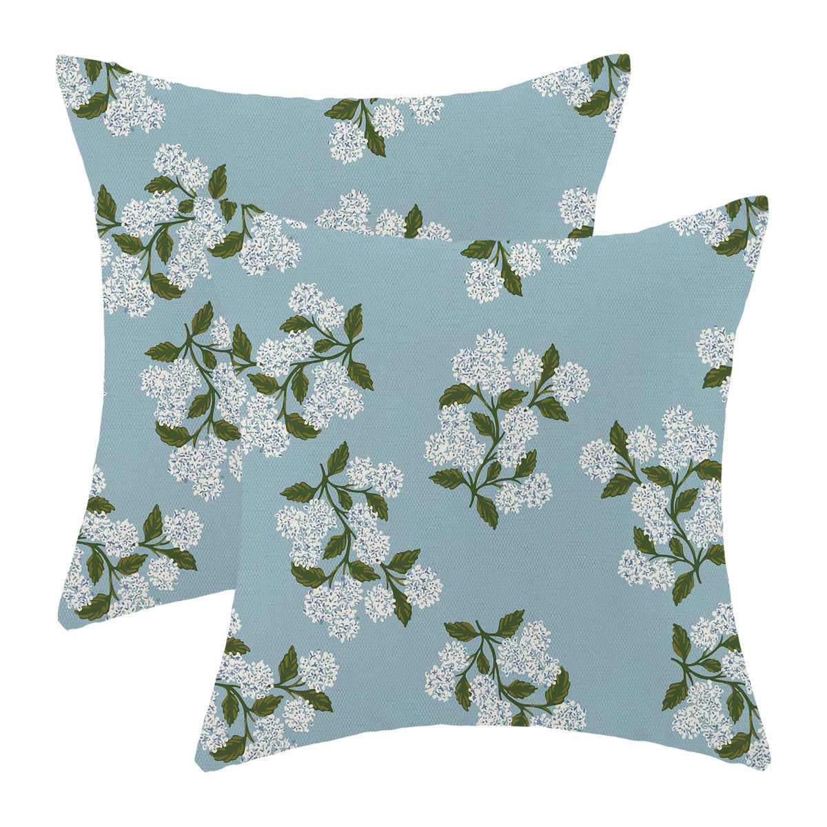AEIOAE Spring Pillow Covers 18x18 Inch Set of 2,Blue Teal Wild Flower Plant Throw Pillows Case,Seasonal Floral Outdoor Decorative Square Linen Farmhouse Decor Cushion Covers for Home Sofa Bed Couch