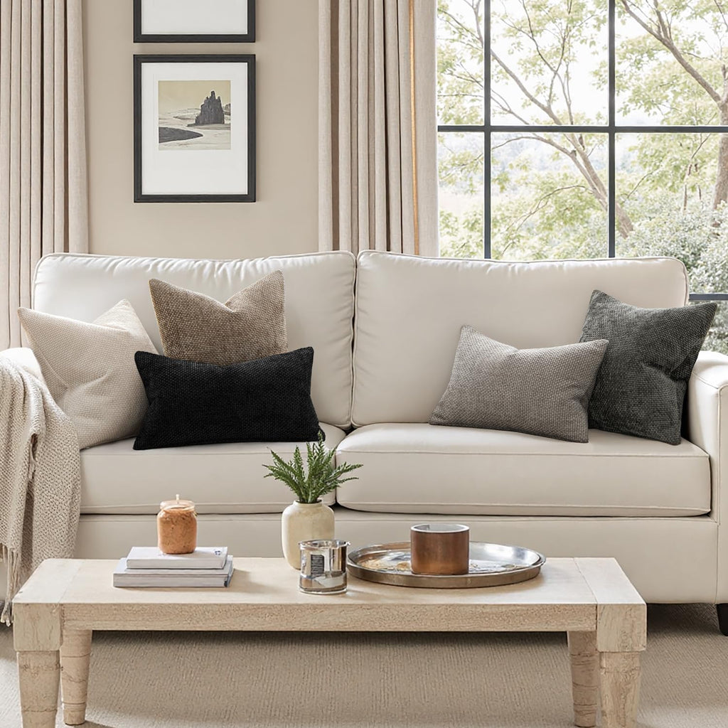 MIULEE Decorative Couch Throw Pillow Covers 20x20 Inch Neutral Beige 2 Pack