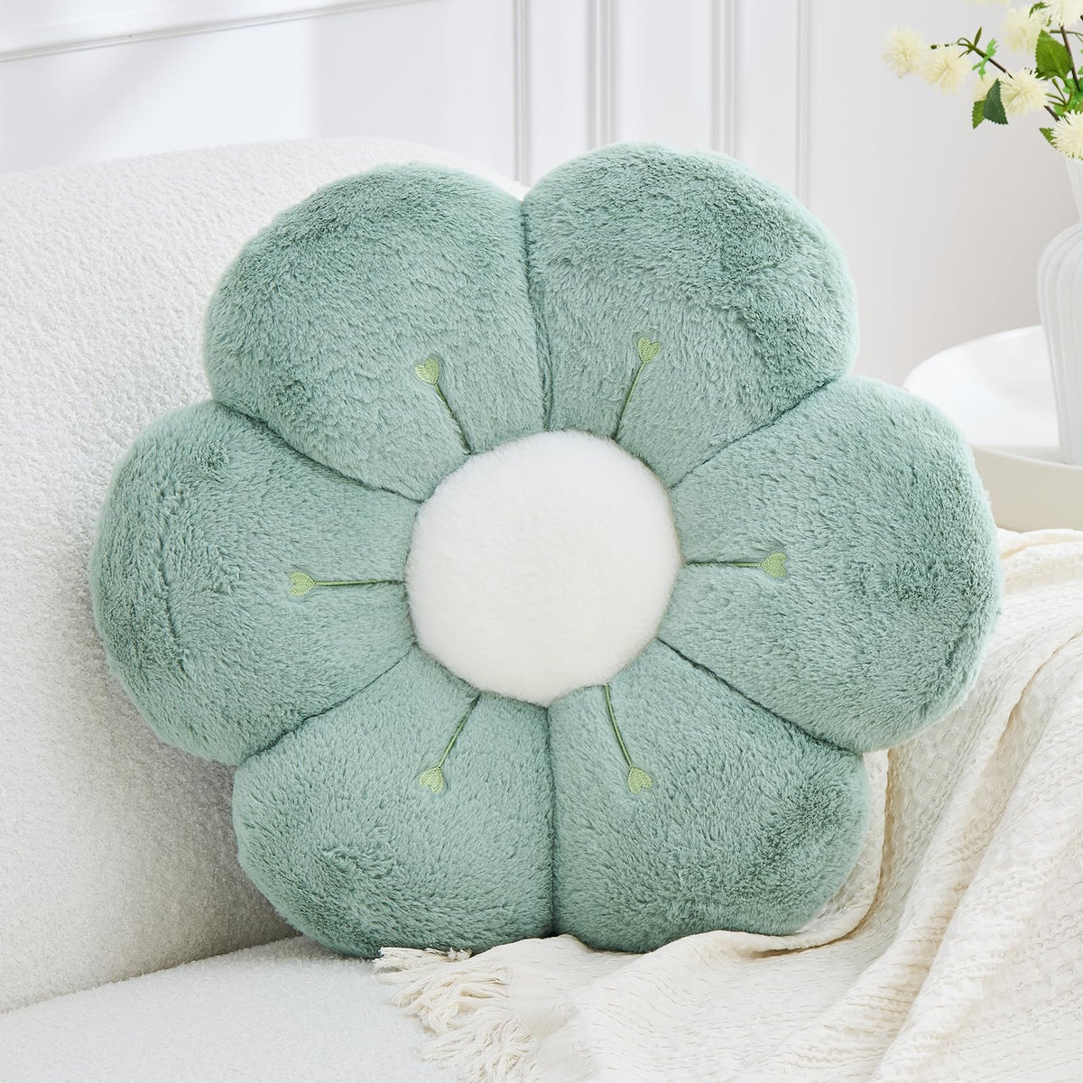 Flower Pillow Cute Flower Shaped Pillows Decorative Throw Pillows Aesthetic Home Decor Floral Daisy Cushion for Bed (Yellow, 14.9 Inch)