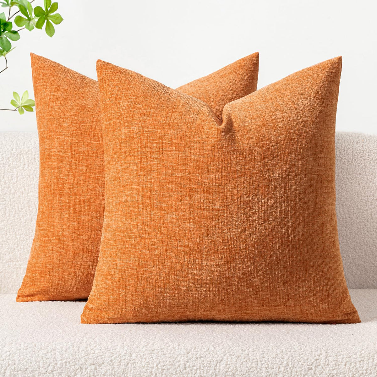 MIULEE Soft Chenille Throw Pillow Covers Green 18x18 Inch Pack of 2