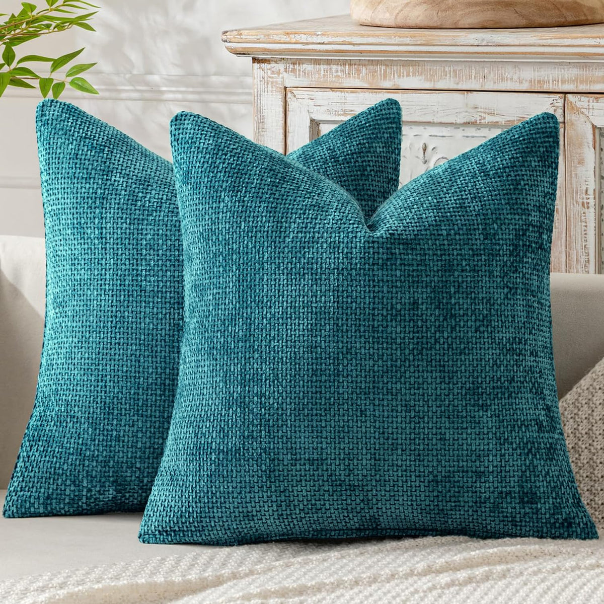 MIULEE Decorative Couch Throw Pillow Covers 20x20 Inch Neutral Beige 2 Pack