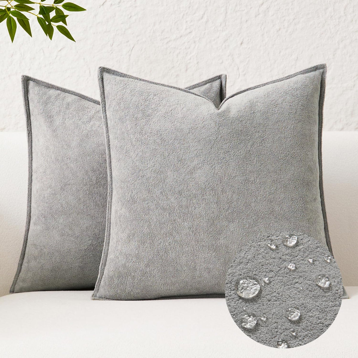 Kevin Textile Soft Waterproof Pillow Covers 20x20 Inch 2 Pack, Moss Green