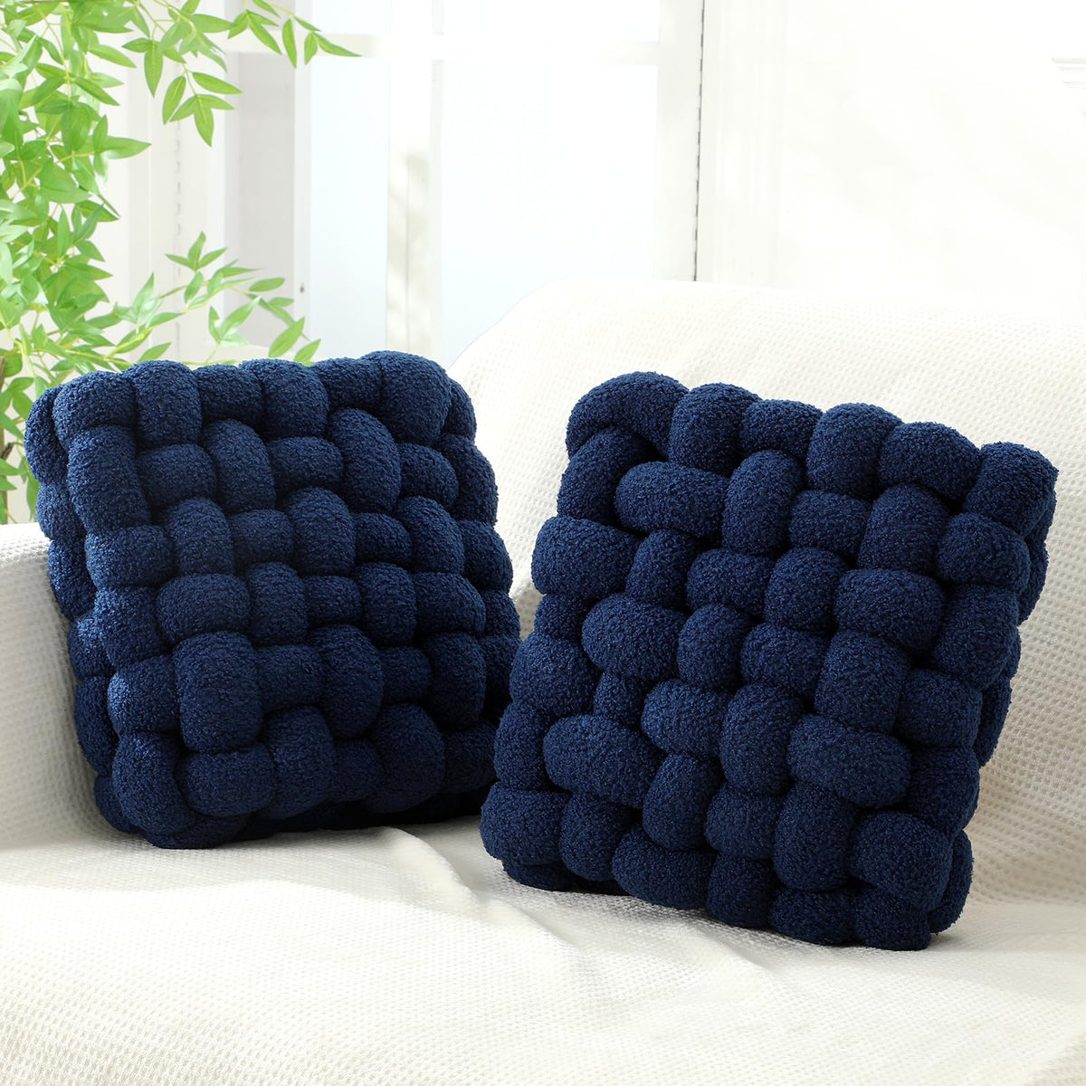 Wenqik 2 Pcs Knot Pillows Square Throw Pillow, Caramel, Crystal Velvet