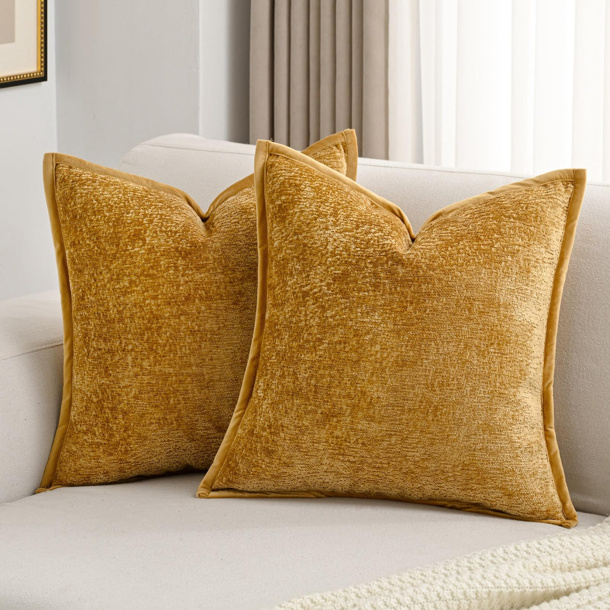 FUTEI Pack of 2 Chenille Soft Throw Pillow Covers 18x18 Inch, Hot Pink