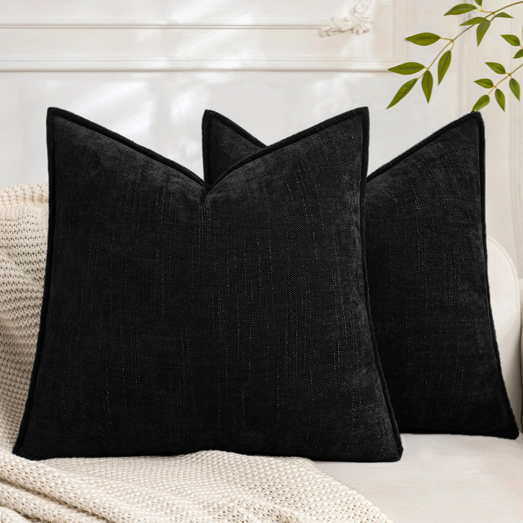 Set of 2 Soft Textured Decorative Throw Pillow Covers 18x18 Inch Cozy Farmhouse Cushion Cover Square Accent Pillow Cases for Bed Couch Sofa Living Room, Taupe Grey