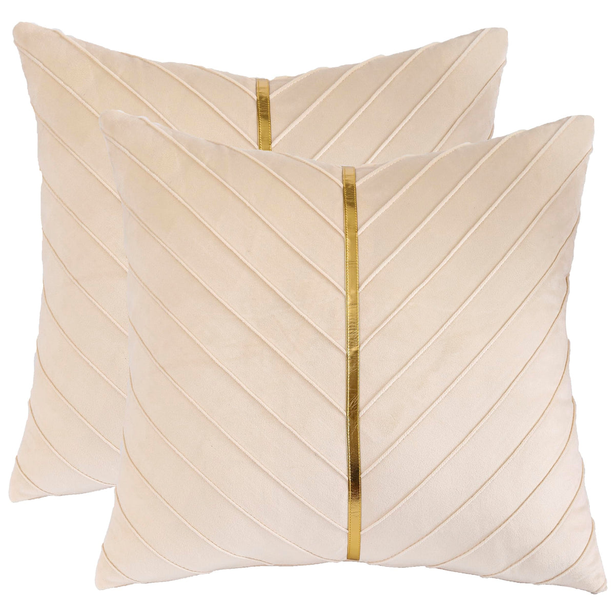 Velvet Throw Pillow Covers 18x18 Pack of 2 Gold Decor Olive Green