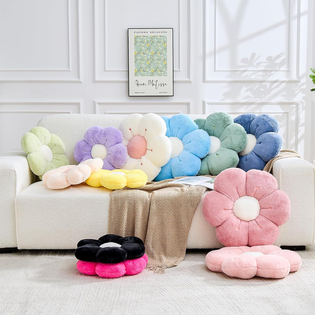 Flower Pillow Cute Flower Shaped Pillows Decorative Throw Pillows Aesthetic Home Decor Floral Daisy Cushion for Bed (Yellow, 14.9 Inch)