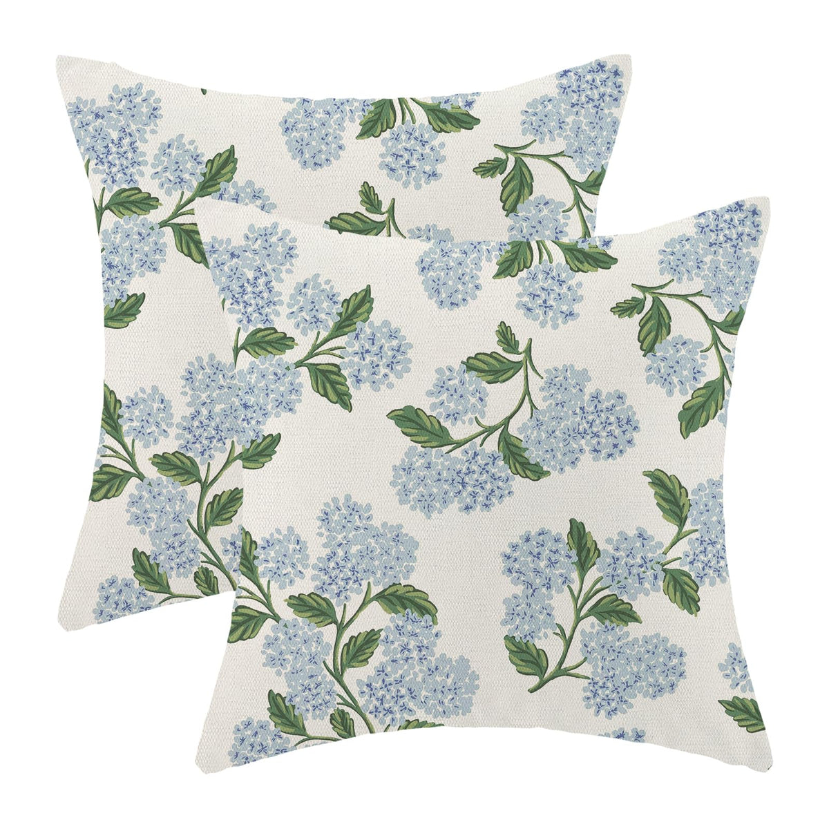 AEIOAE Spring Pillow Covers 18x18 Inch Set of 2,Blue Teal Wild Flower Plant Throw Pillows Case,Seasonal Floral Outdoor Decorative Square Linen Farmhouse Decor Cushion Covers for Home Sofa Bed Couch