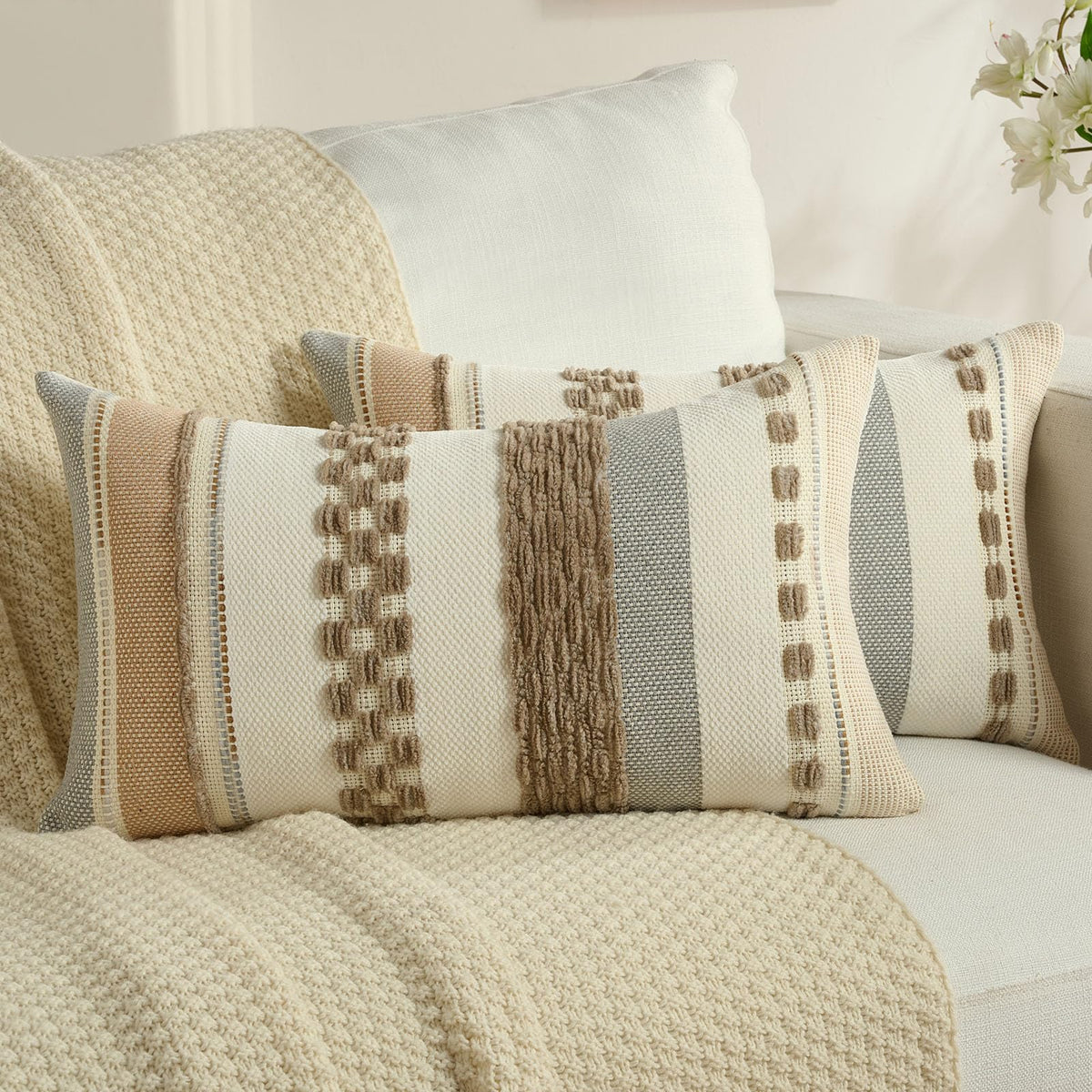 FUTEI Pack of 2 Chenille Throw Pillow Covers 45 x 45 cm,Teal