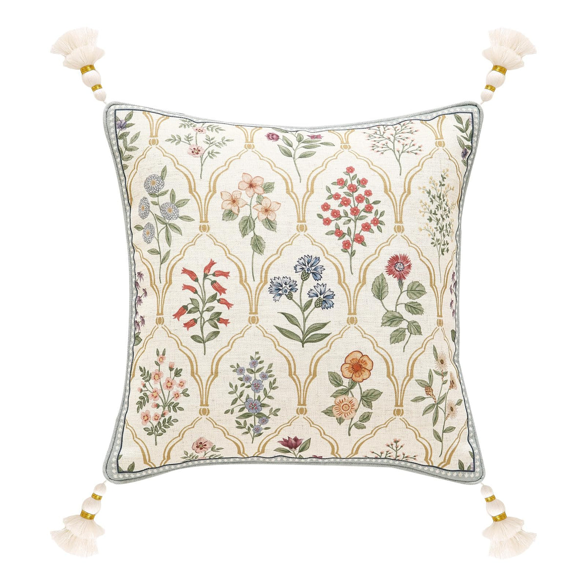 ISAENNE Vintage Elegant Linen Square Throw Pillow Cover,18"x18"-Albano A