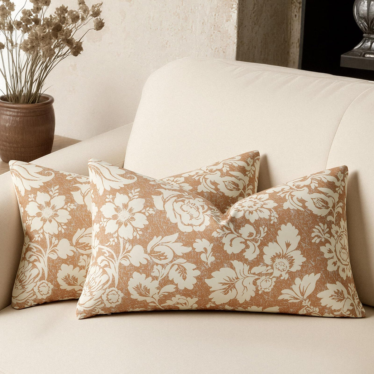Cotton Navy Blue 18x18 Floral Decorative Sofa Couch Throw Pillow Covers