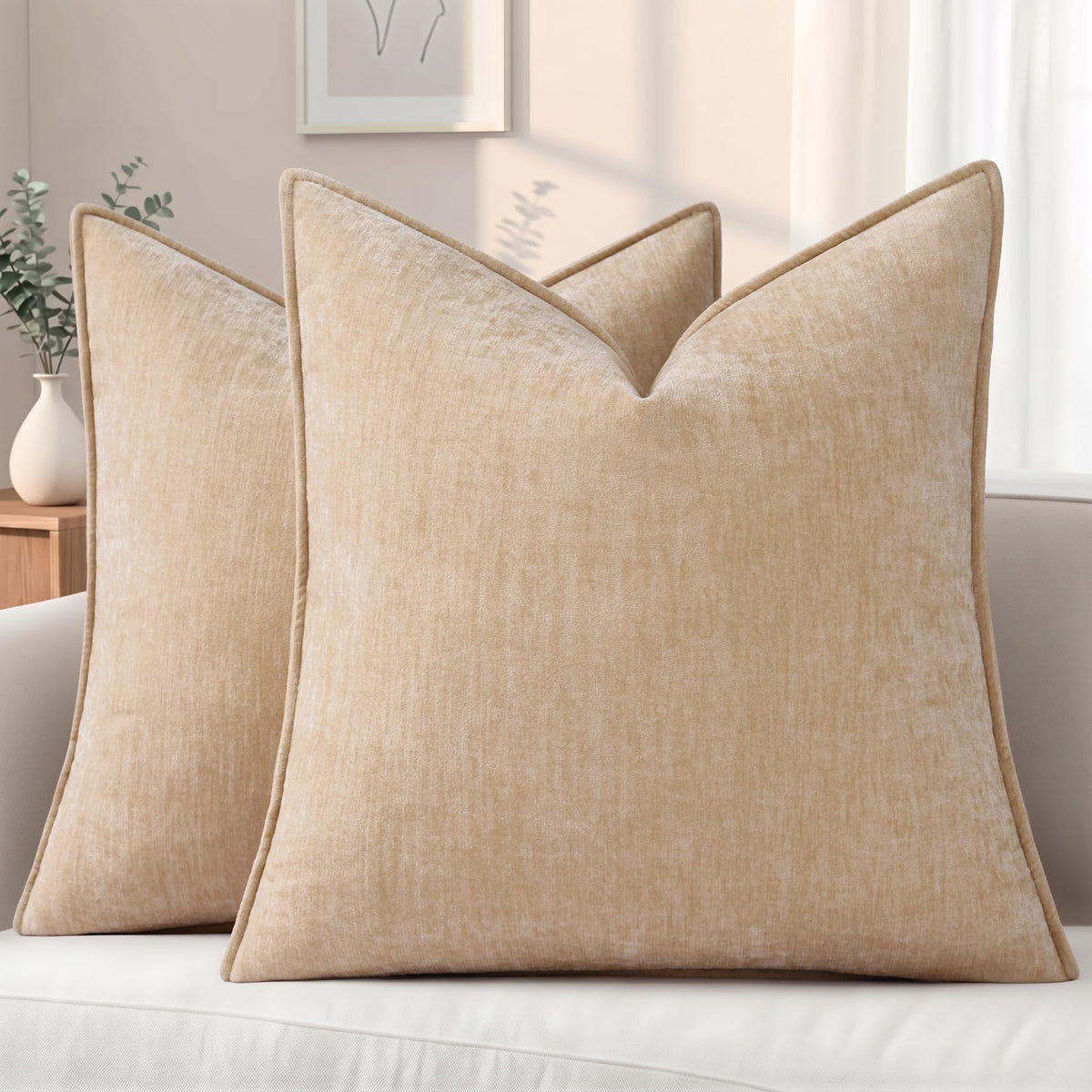 decorUhome Chenille Ultimate Gray Throw Pillow Covers 18x18 Set of 2