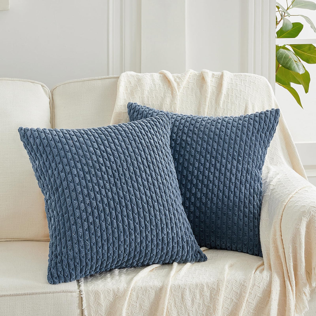 Fancy Homi 2 Packs Blush Pink Decorative Throw Pillow Covers 18x18 Inch for Couch Bed Sofa, Modern Farmhouse Boho Home Decor, Soft Cute Plush Corduroy Cushion Case 45x45 cm