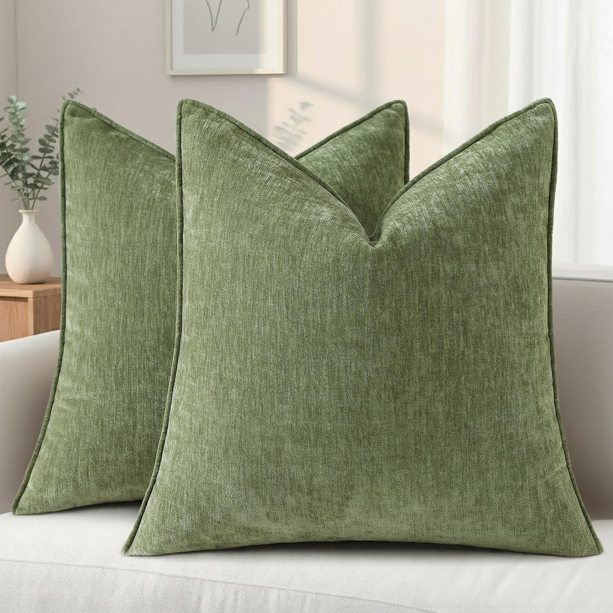 decorUhome Chenille Ultimate Gray Throw Pillow Covers 18x18 Set of 2