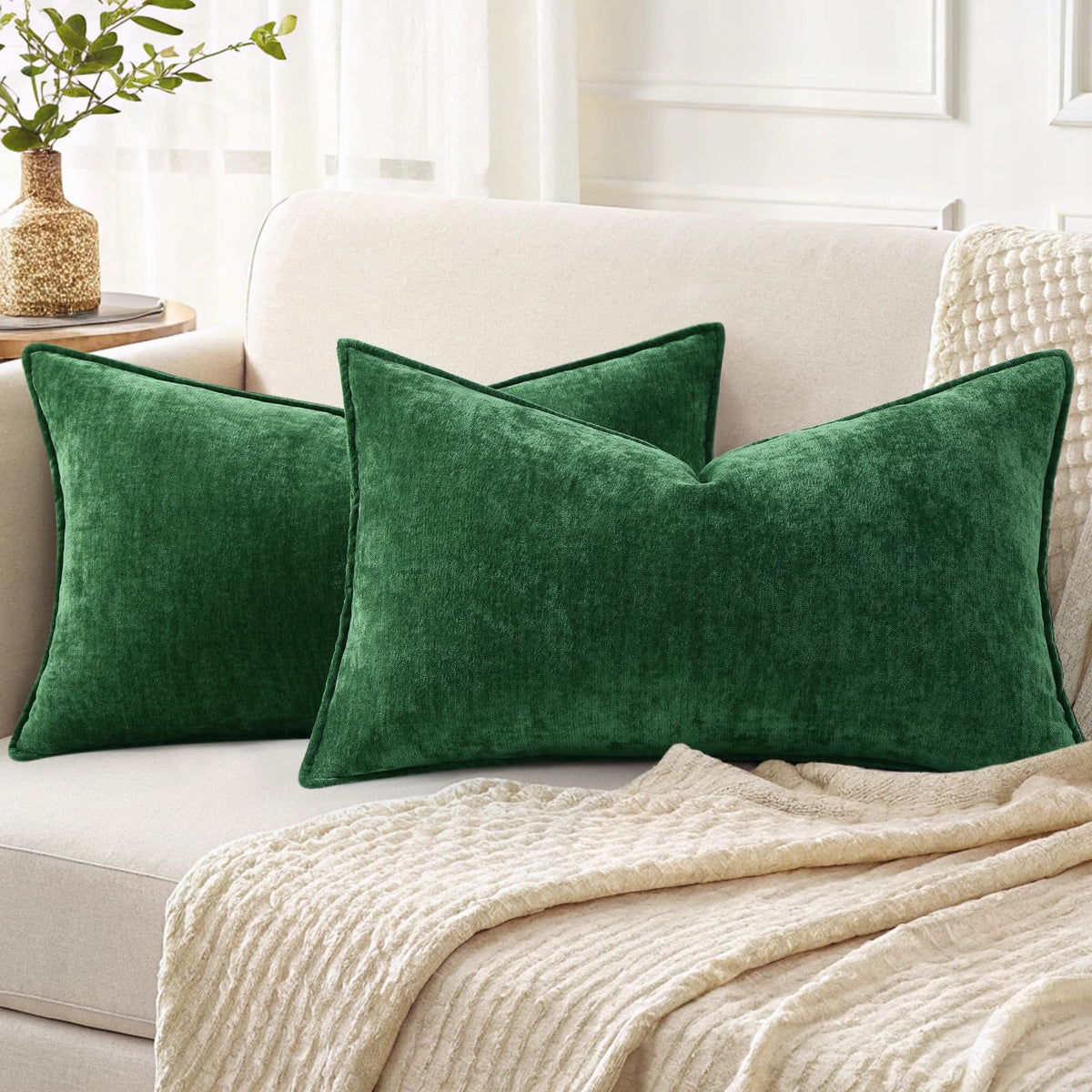 decorUhome Chenille Ultimate Gray Throw Pillow Covers 18x18 Set of 2