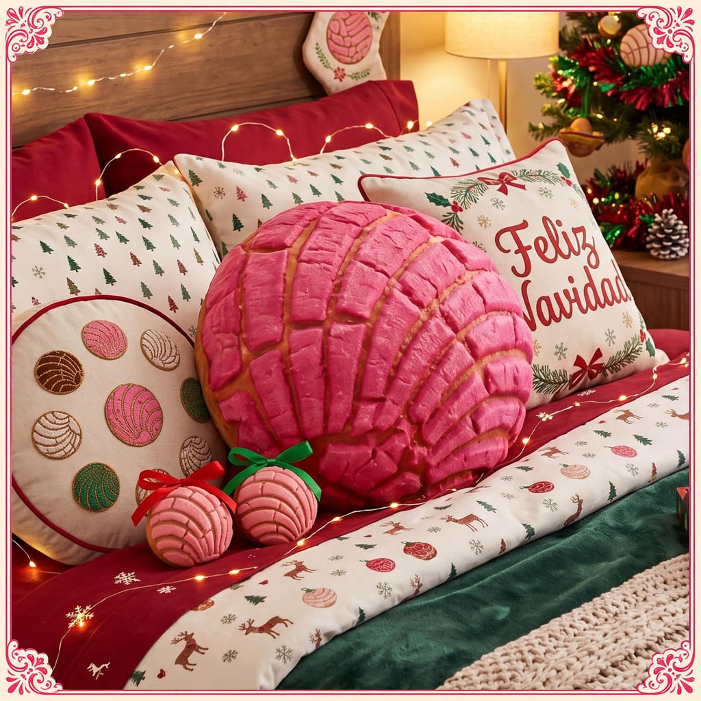 Yousoontic Pink Concha Throw Pillow 14 Inch Conchas Pan Dulce Decor 3D Round Mexican Bread Cushion Gift Funny Food Plush Stuffed Mexican Christmas Decorations for Sofa Bed Living Room Home