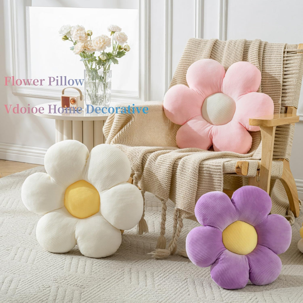 Flower Pillow,15.75" Daisy Pillow Purple Decorative Pillows