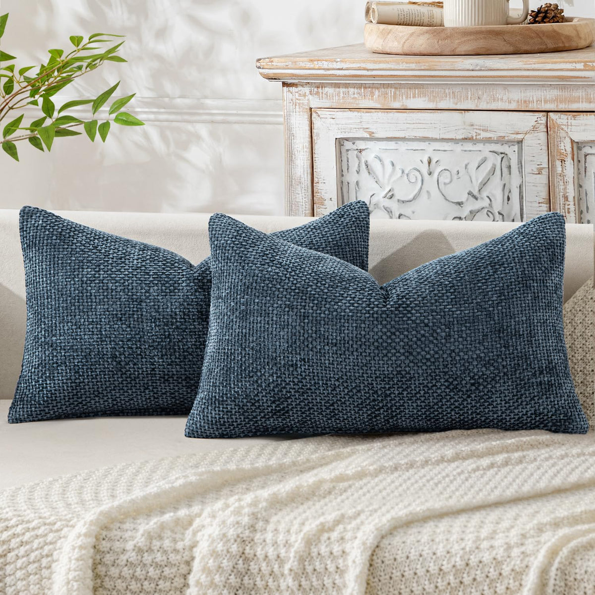 MIULEE Decorative Couch Throw Pillow Covers 20x20 Inch Neutral Beige 2 Pack
