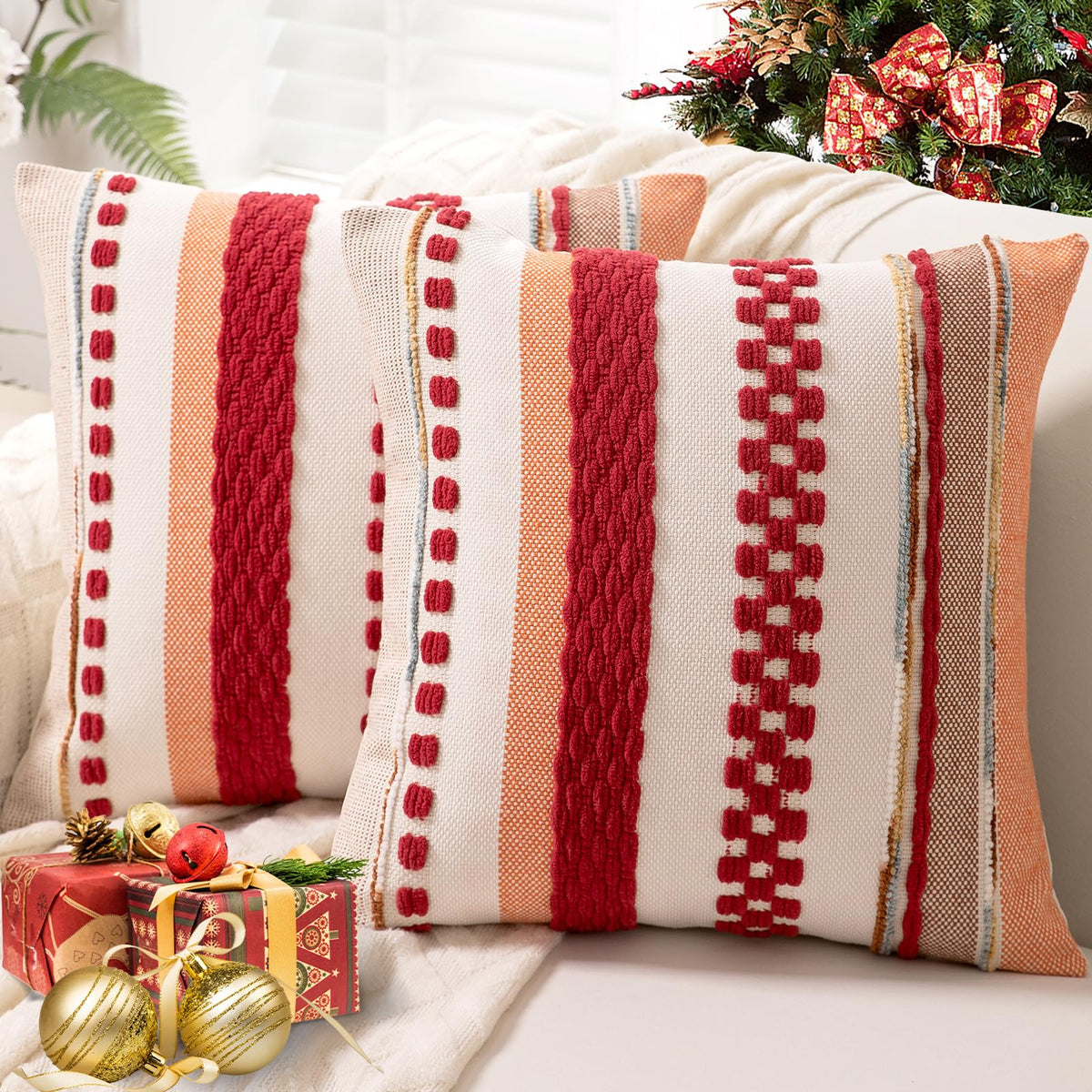 Boho Throw Pillow Covers Decorative Neutral Farmhouse Pillow case