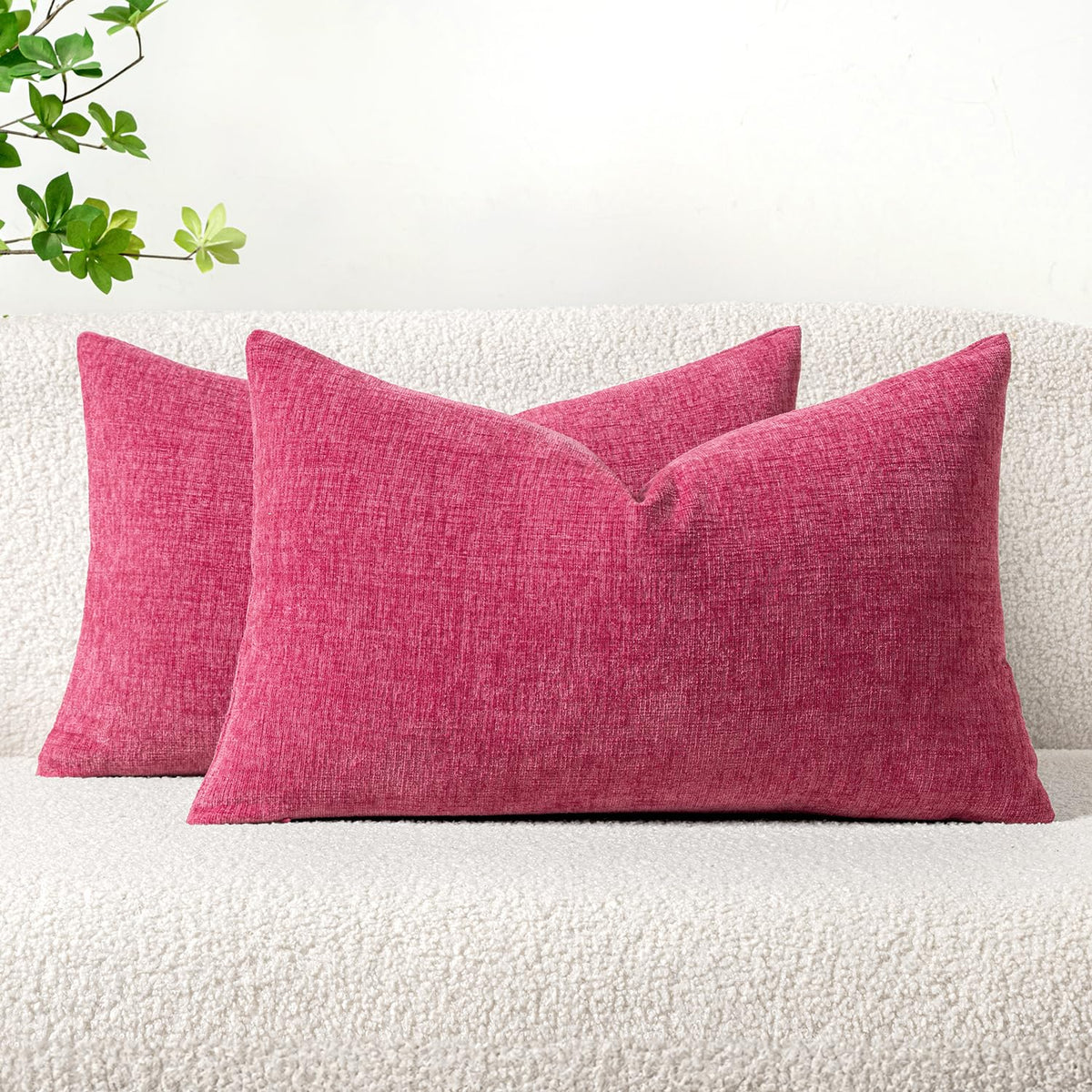 MIULEE Soft Chenille Throw Pillow Covers Green 18x18 Inch Pack of 2
