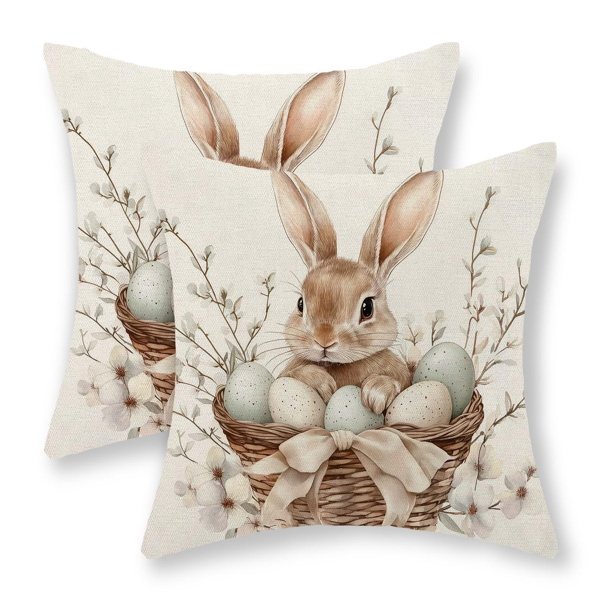 Sage Green Pillow Covers 18x18 Set of 2 Light Green Chinoiserie Bird Floral Throw Pillows Outdoor Decor Vintage Hummingbird Flower Pillow Cases Linen Decorative Cushion Cover for Couch Sofa