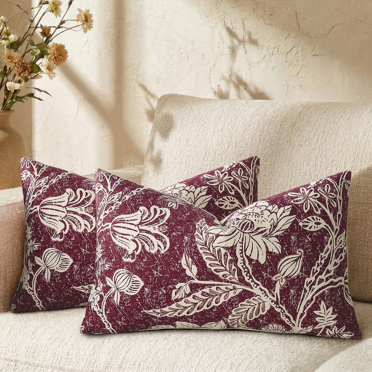 Cotton Navy Blue 18x18 Floral Decorative Sofa Couch Throw Pillow Covers