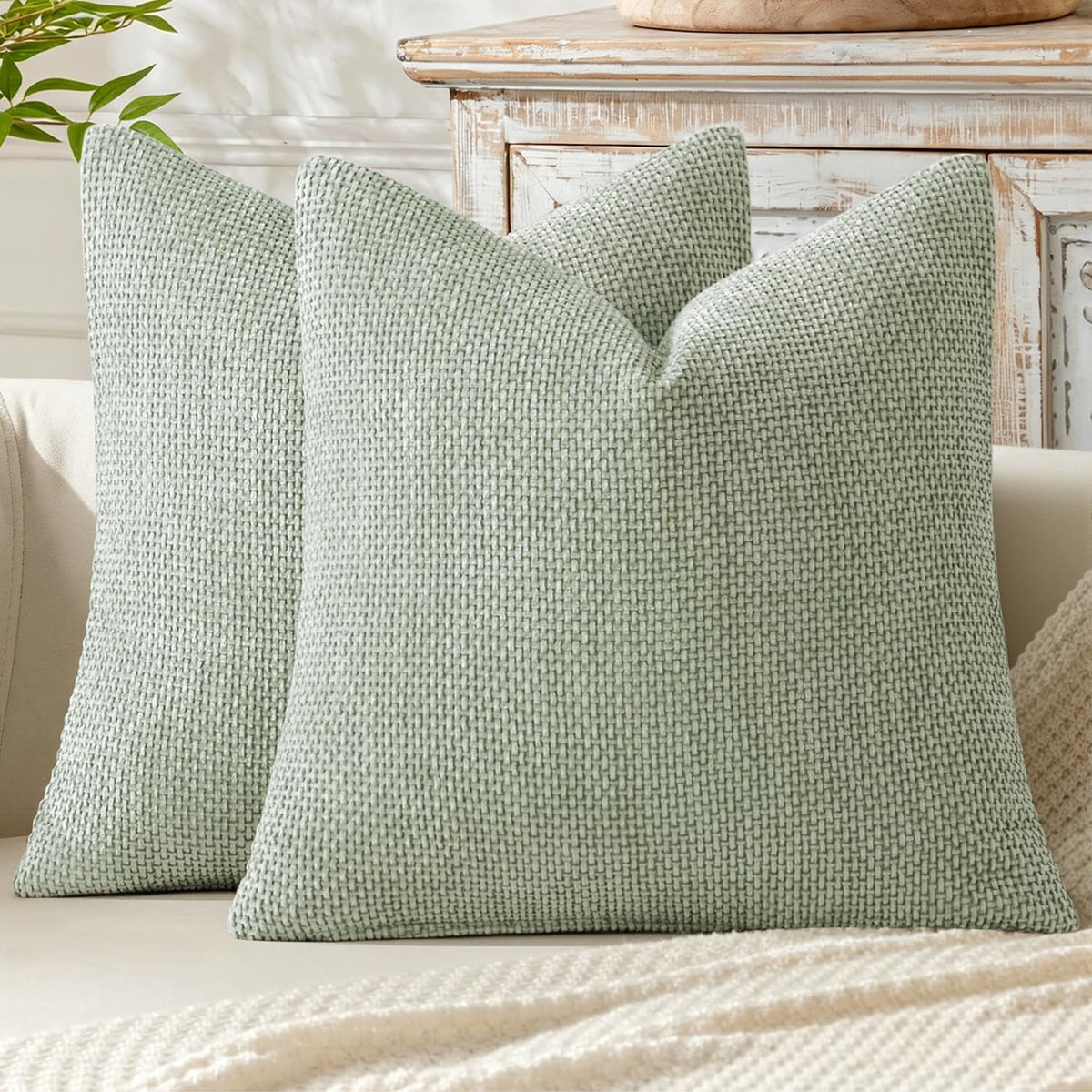 MIULEE Decorative Couch Throw Pillow Covers 20x20 Inch Neutral Beige 2 Pack