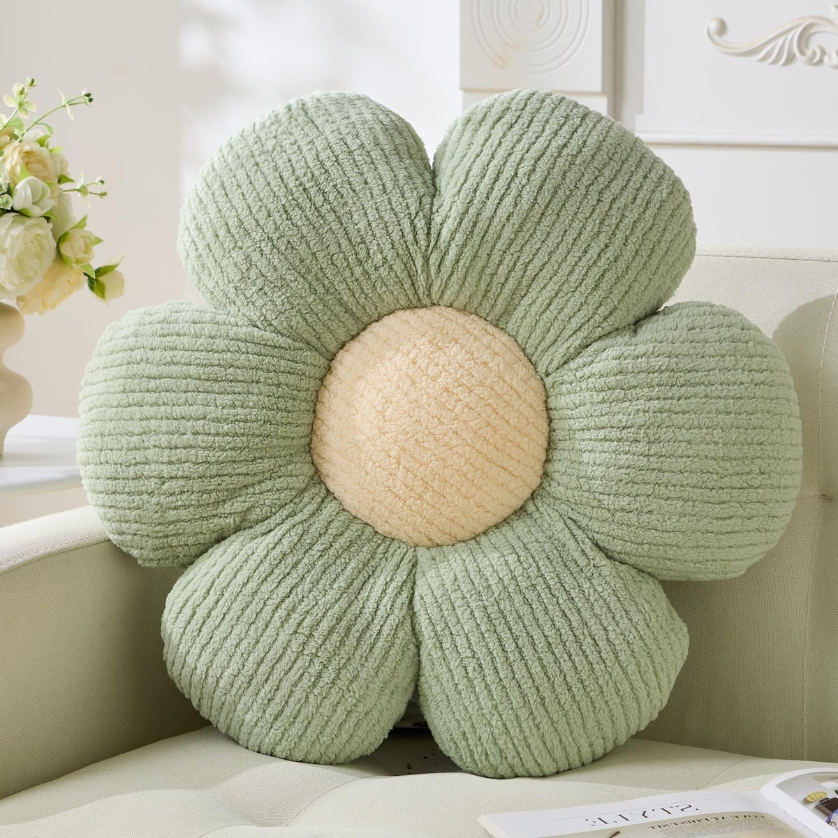 Flower Pillow,15.75" Daisy Pillow Purple Decorative Pillows