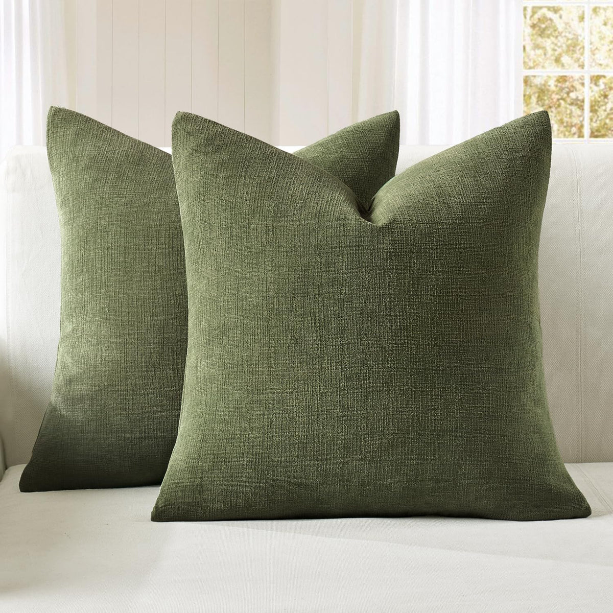 MIULEE Blush Pink Chenille Couch Throw Pillow Covers, 18x18