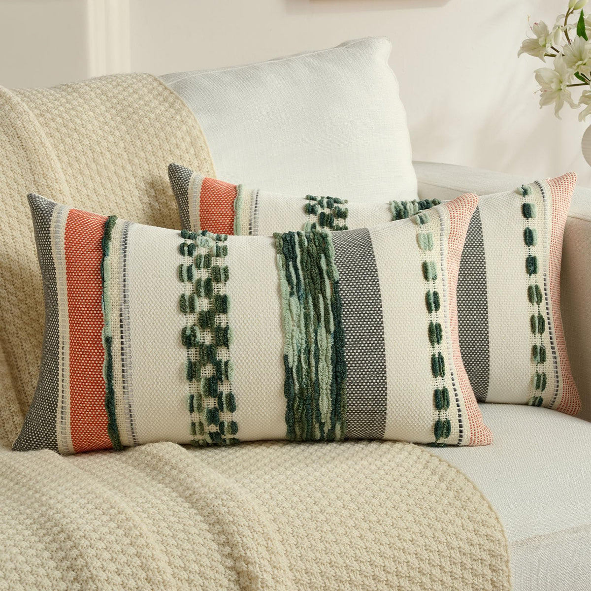 FUTEI Pack of 2 Chenille Throw Pillow Covers 45 x 45 cm,Teal