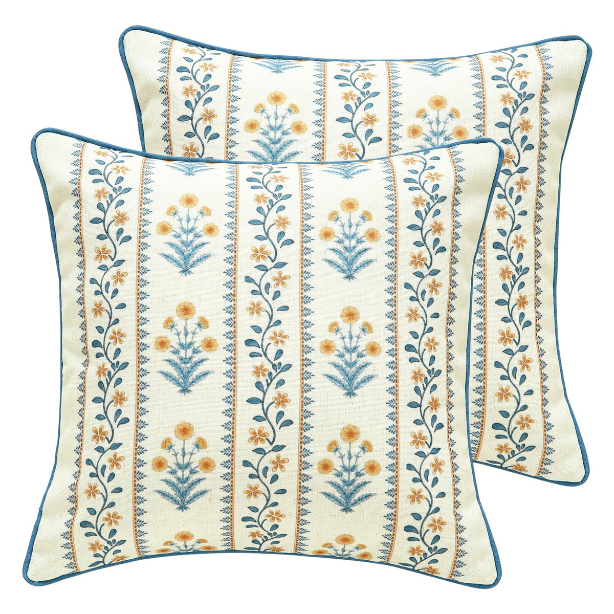 ISAENNE Vintage Elegant Linen Square Throw Pillow Cover,18"x18"-Albano A
