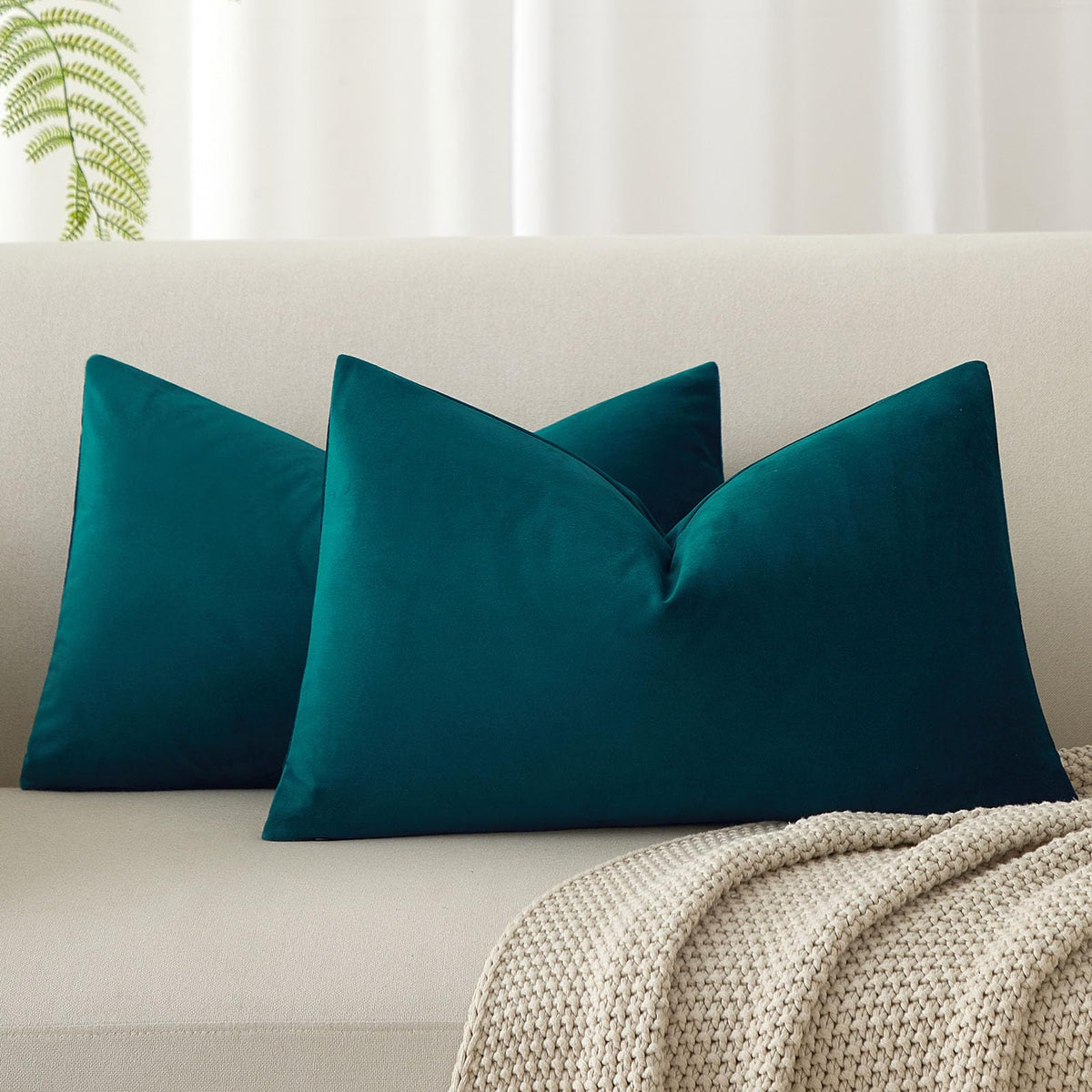 Velvet Throw Pillow Covers 18x18 for Couch Bed Sofa,Eggplant Purple