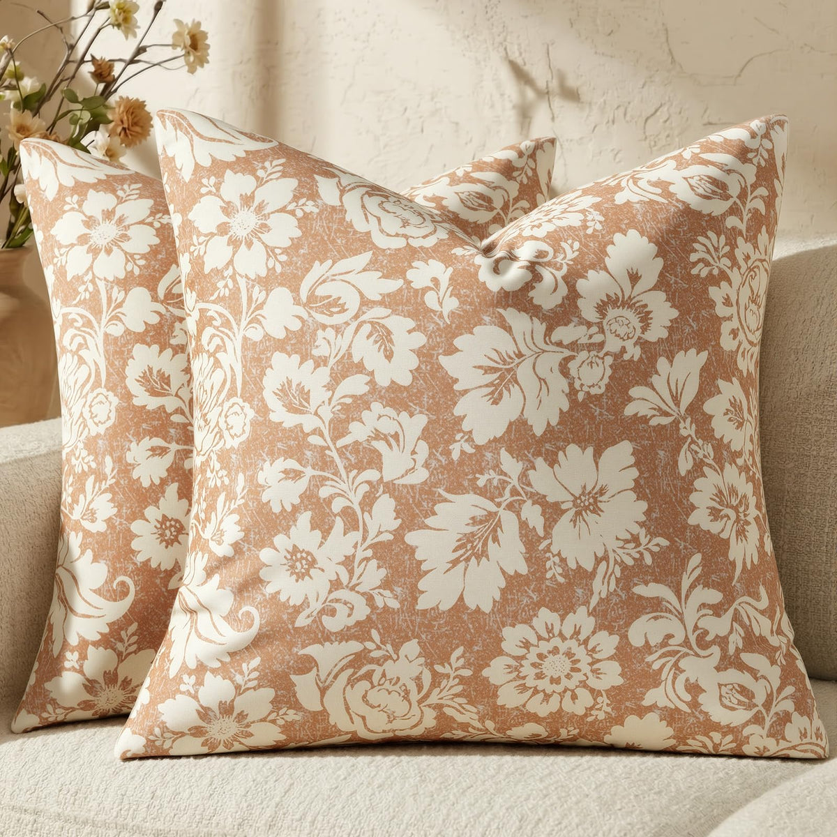 Cotton Navy Blue 18x18 Floral Decorative Sofa Couch Throw Pillow Covers
