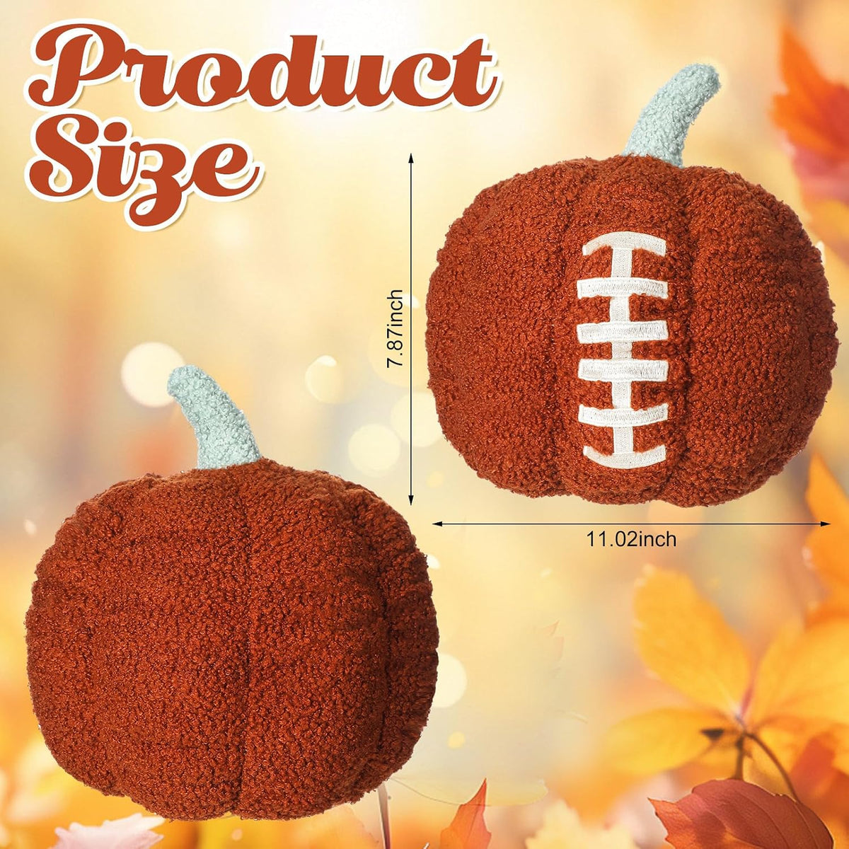 Fanfanwin Fall Football Pumpkin Throw Pillow Autumn Thanksgiving Gift