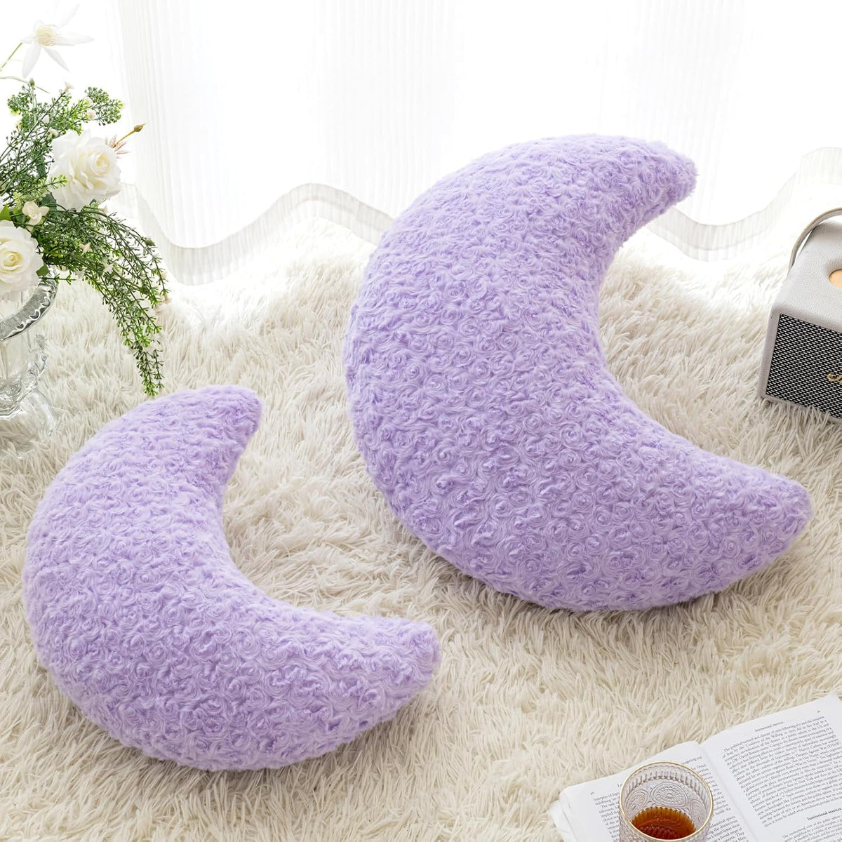 Moon Decorative Throw Pillow with Soft Plush, Lavender Purple, 14.9 Inches