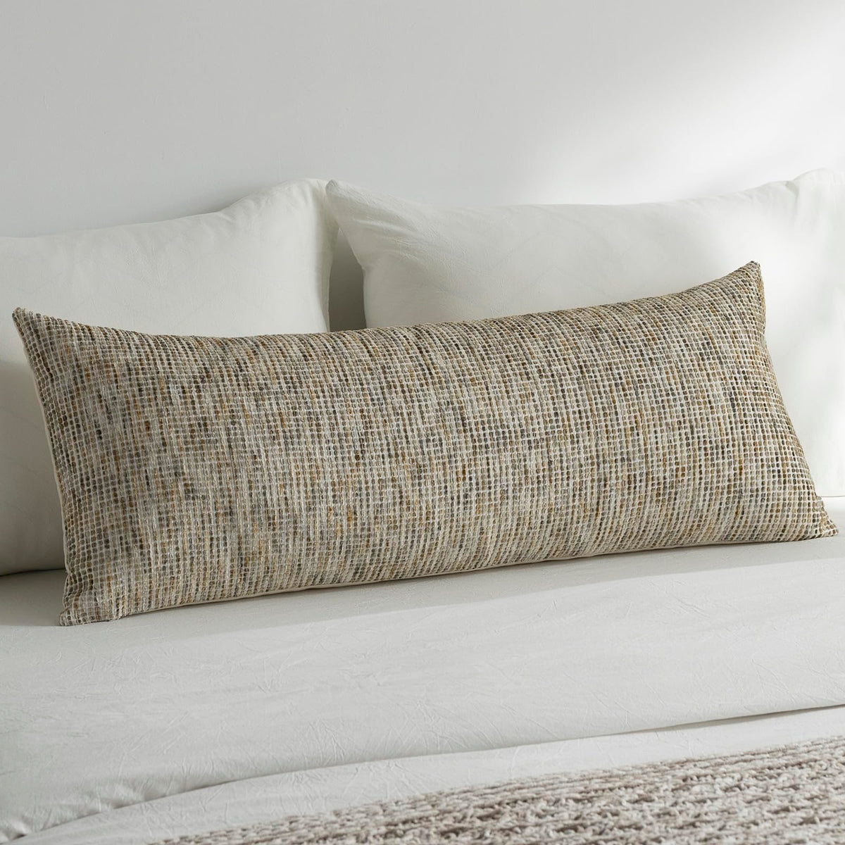 Pack of 2 Neutral Throw Pillow Covers 18x18 Boho Textured Dots Stripe Chenille Square Decorative Pillow Cases Accents for Living Room Couch Bed Farmhouse Home Decor, Taupe