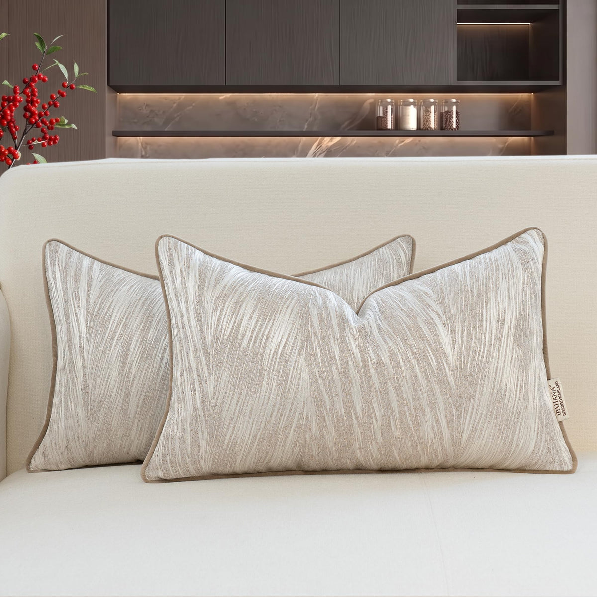 18x18 Modern Luxury Textured Throw Pillow Covers, Gray Brown, 2PC
