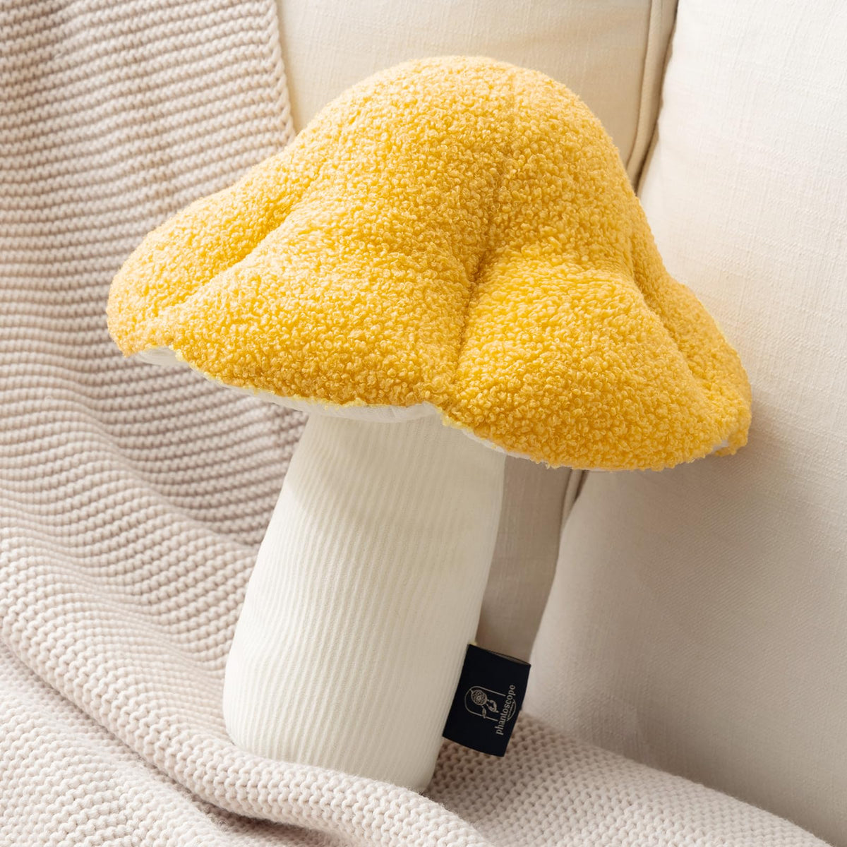 Phantoscope Mushroom Shaped Throw Pillow, Teddy Fleece Soft Mushroom Decorative Pillows Cute 3D Shaped Cushion for Couch Sofa Bed Chair, Light Green,16 x14 inches