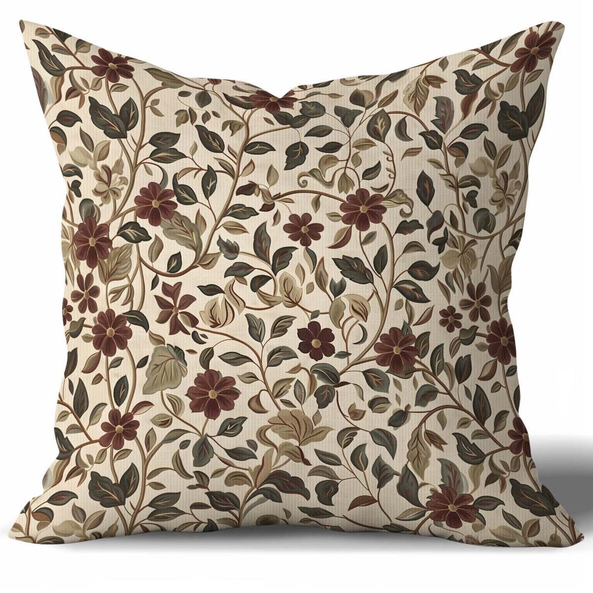 Vintage Blue Floral Throw Pillow Covers 18x18inch,William Morris Inspired Botanical Art Decorative Pillowcase Cushion Cover for Sofa Living Room Bed,Square Home Decor